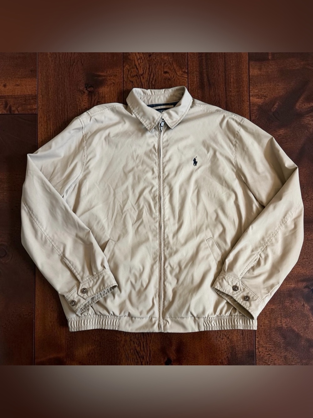 Vintage 90’s Polo Ralph Lauren Men’s Harrington Jacket Sz L Full Zip Beige EUC